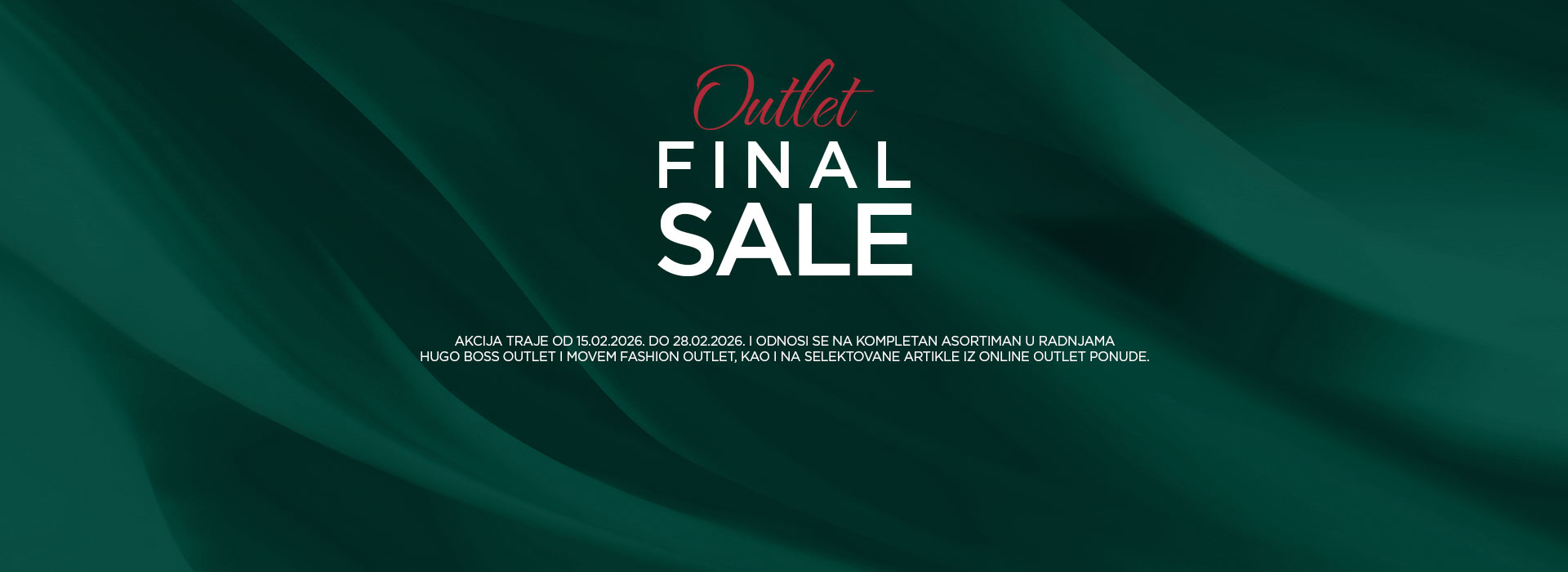 Ne propustite do 50% popusta u HUGO BOSS Outlet radnji i do 70% popusta u Movem Fashion Outlet radnji! Posetite nas ili pogledajte ponudu online.