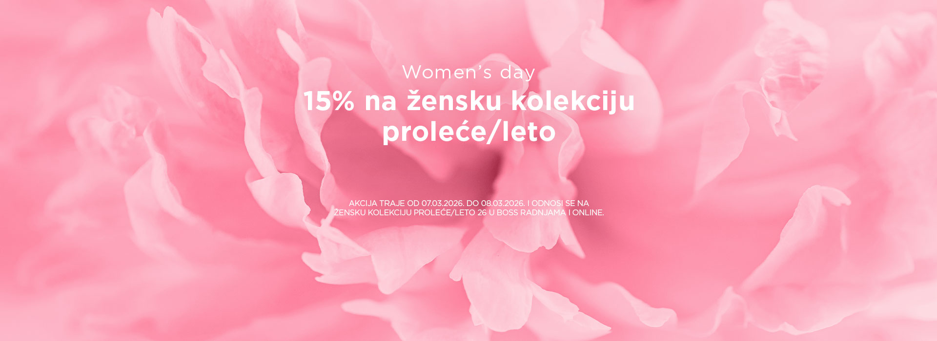 Iskoristite 15% popusta na žensku kolekciju proleće/leto 2026 u BOSS radnjama i online.